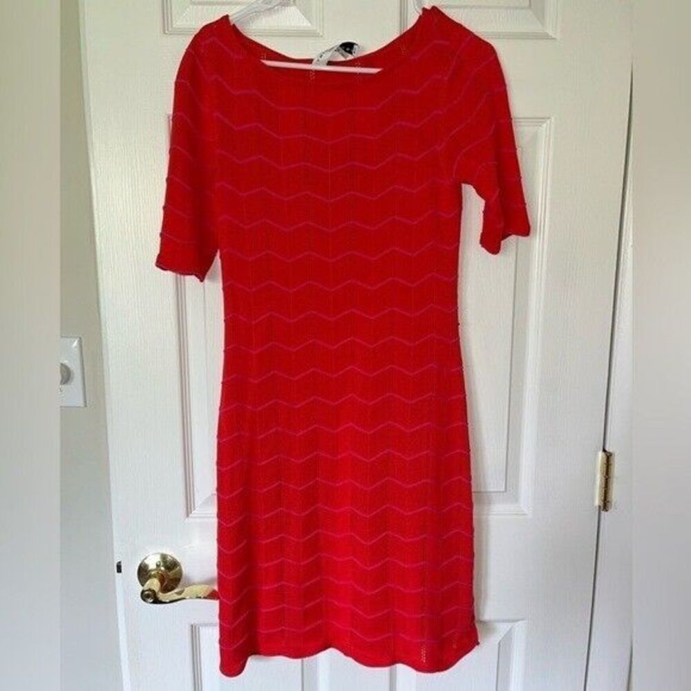 Trina Turk Scalloped Chevron Knit Mini Dress - Small